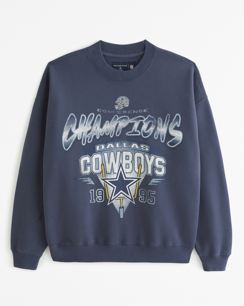 Dallas Cowboys Ladies Joy Crew Fleece Sweatshirt - Navy Blue