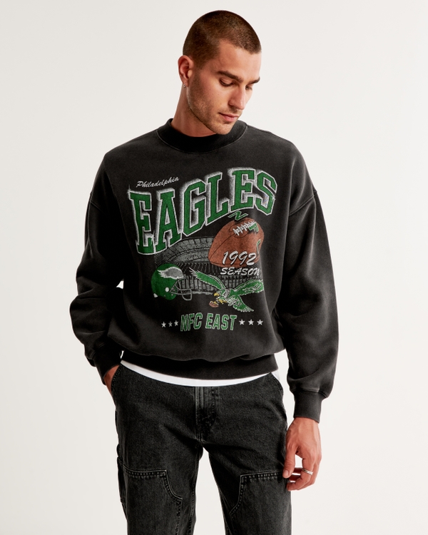 Philadelphia Eagles Graphic Crew Sweatshirt, Black