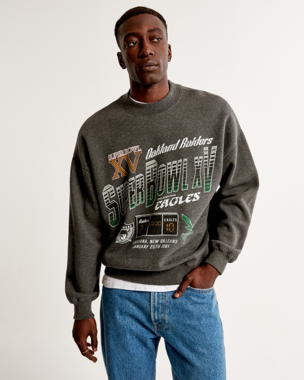 Vintage Super Bowl Graphic Crew Sweatshirt, Dark Heather Grey