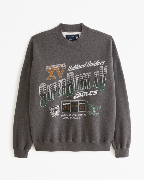 Vintage Super Bowl Graphic Crew Sweatshirt, Dark Heather Grey