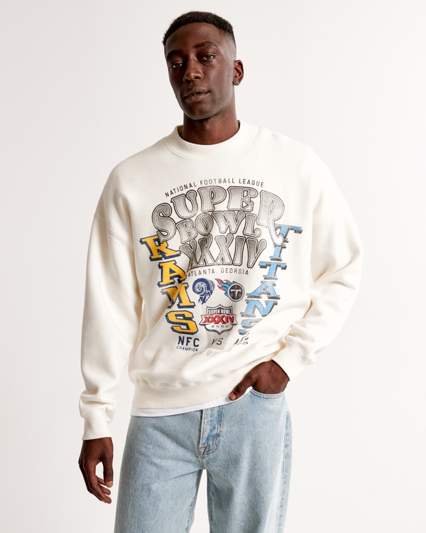 Vintage Super Bowl Graphic Crew Sweatshirt, Off White