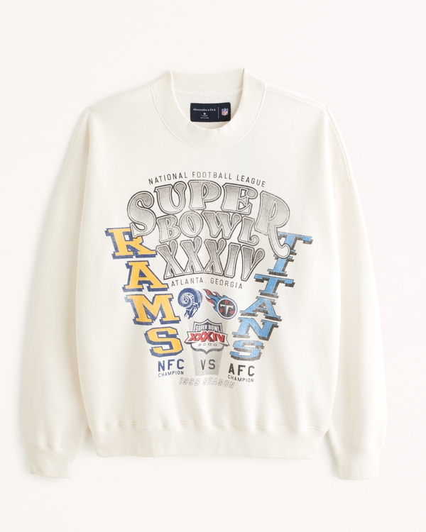 Vintage Super Bowl Graphic Crew Sweatshirt, Off White