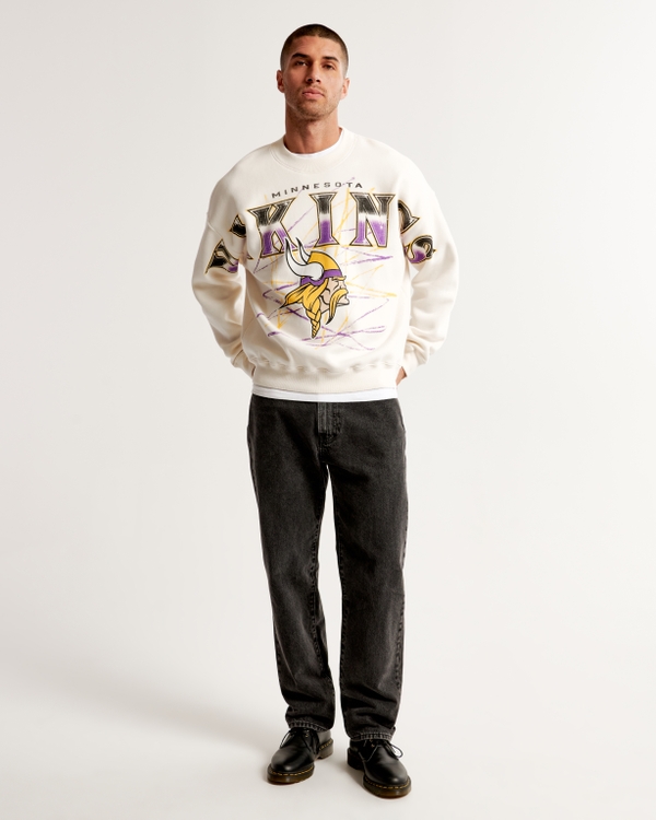 Minnesota Vikings Graphic Crew Sweatshirt, Off White