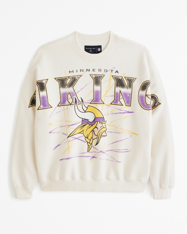 Minnesota Vikings Graphic Crew Sweatshirt, Off White