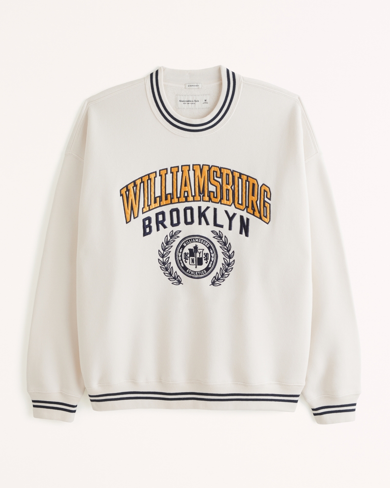  Classic Vintage Retro NEW YORK Navy Blue Text - Heather Grey  Sweatshirt : Sports & Outdoors