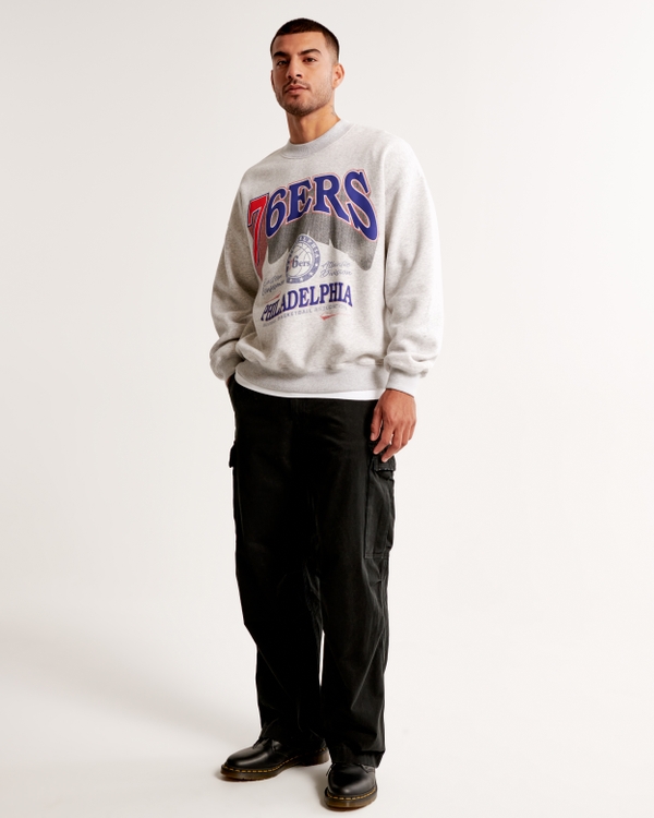 Philadelphia 76ers Graphic Crew Sweatshirt, Light Heather Grey