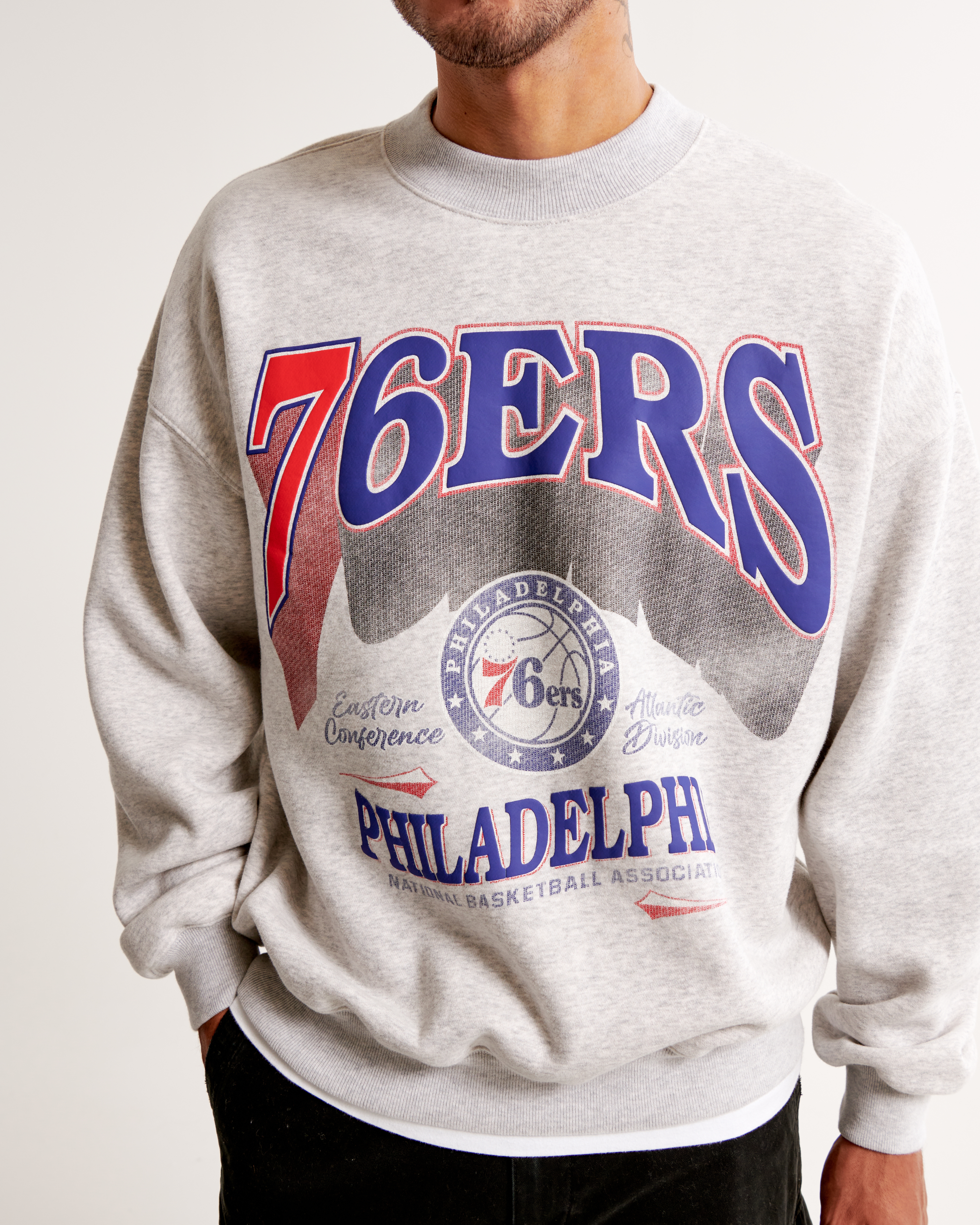 Men s Philadelphia 76ers Graphic Crew Sweatshirt Men s Clearance