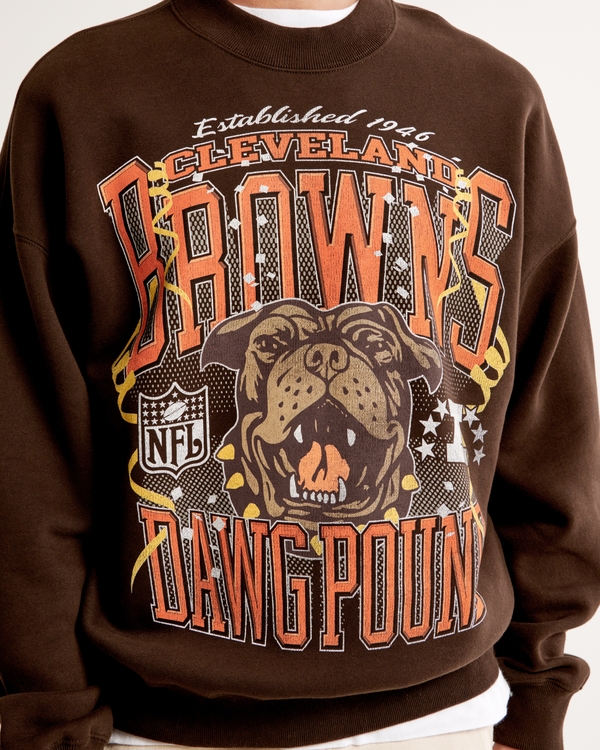 Cleveland Browns Graphic Crew Sweatshirt, Dark Brown