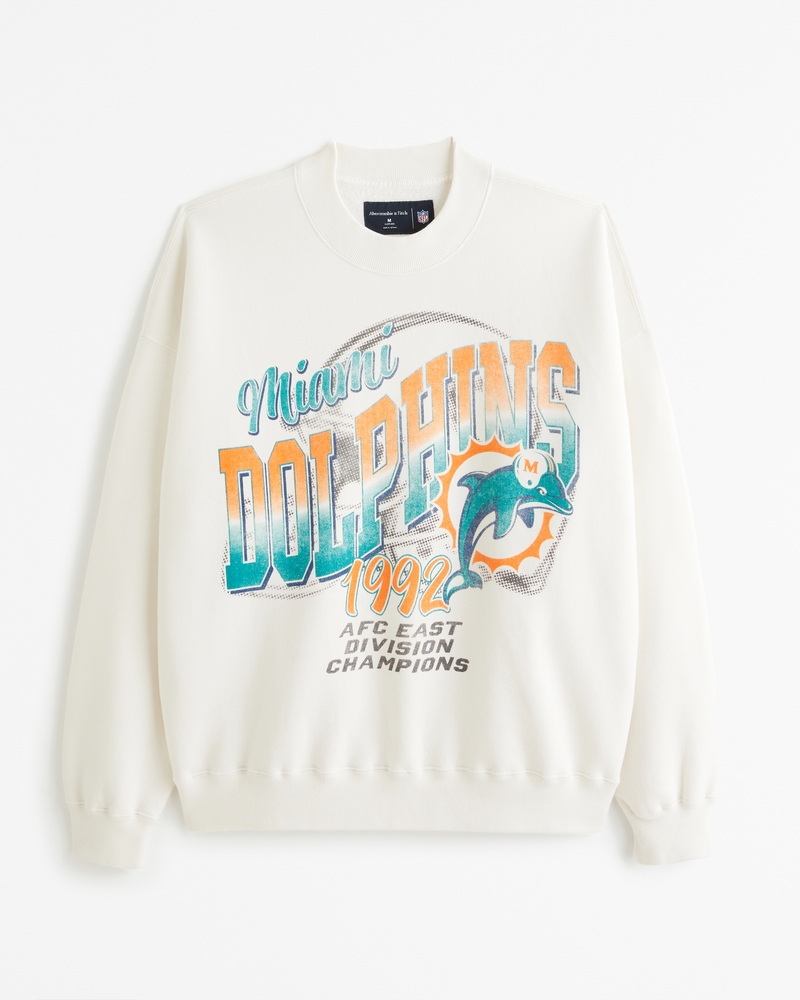 Hombre Sudadera con cuello redondo y estampa de los Miami Dolphins