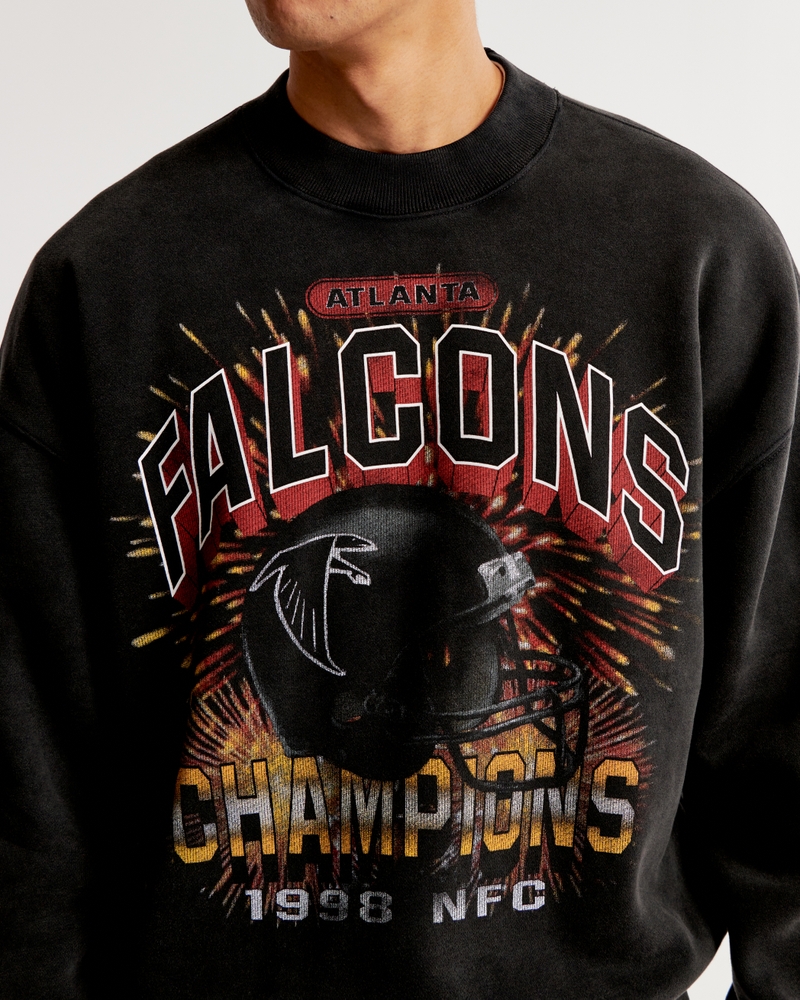 Men's Atlanta Falcons Graphic Crew Sweatshirt in Black | Size M | Abercrombie & Fitch