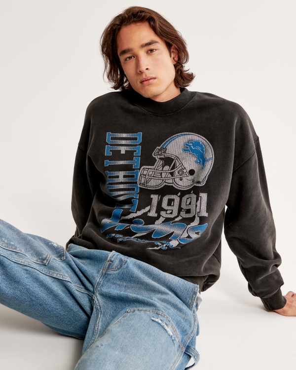 Profile Men's Blue, White Detroit Lions Big and Tall Pullover