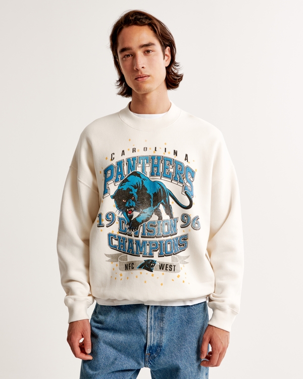 Carolina Panthers Graphic Crew Sweatshirt, Off White view 1