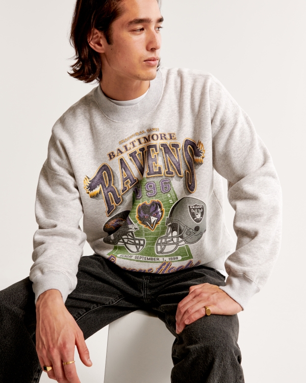 Baltimore Ravens Graphic Crew Sweatshirt, Light Heather Grey