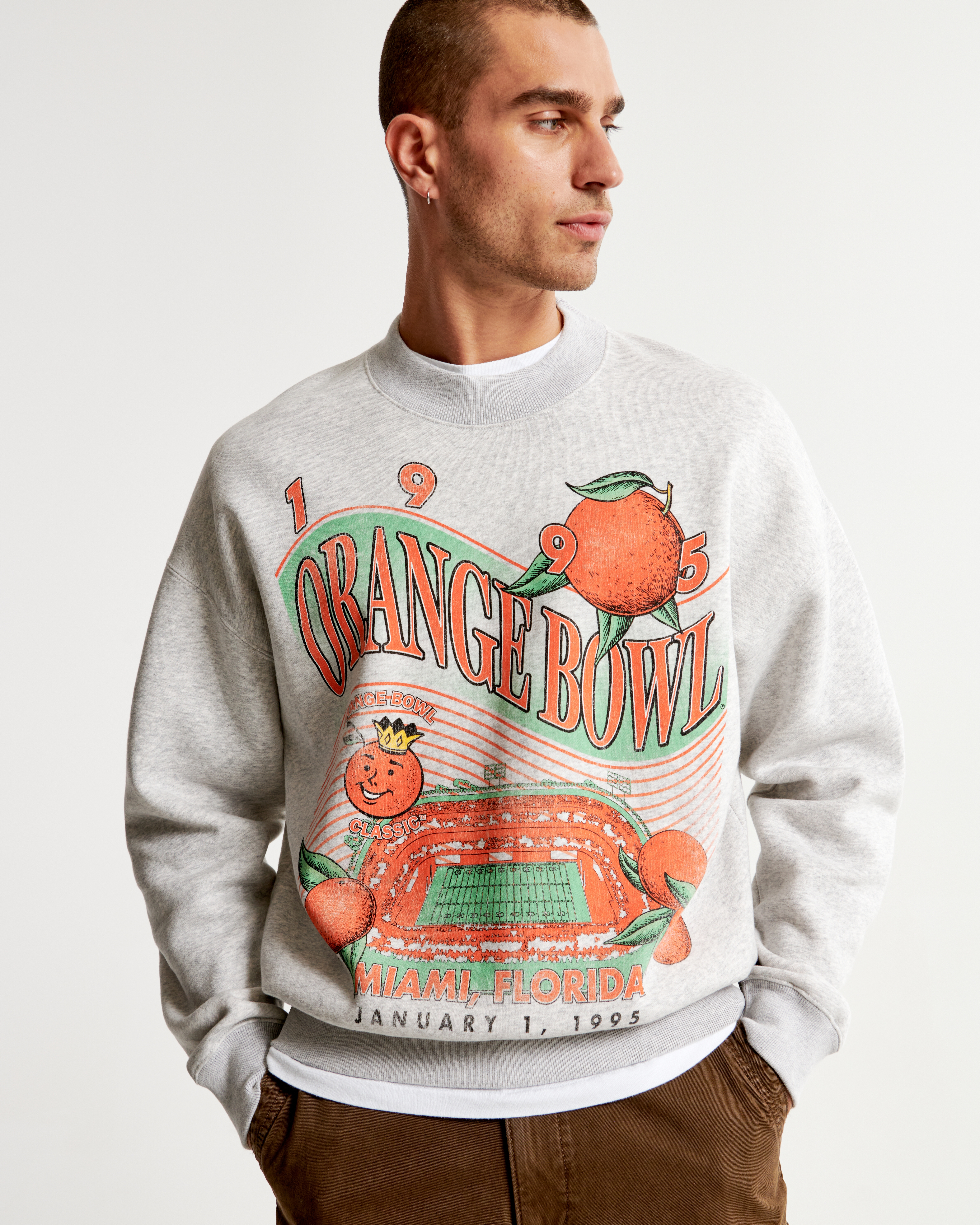 Men's Vintage Orange Bowl Graphic Crew Sweatshirt | Men's Tops