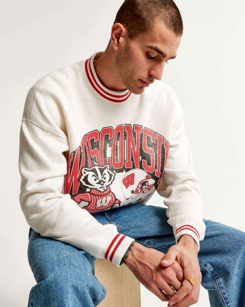 Men's University of Wisconsin Graphic Crew Sweatshirt | Men's Tops | Abercrombie.com
