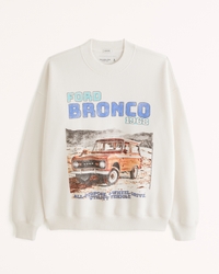 Men's Bronco Graphic Crew Sweatshirt in Off White | Size S | Abercrombie & Fitch