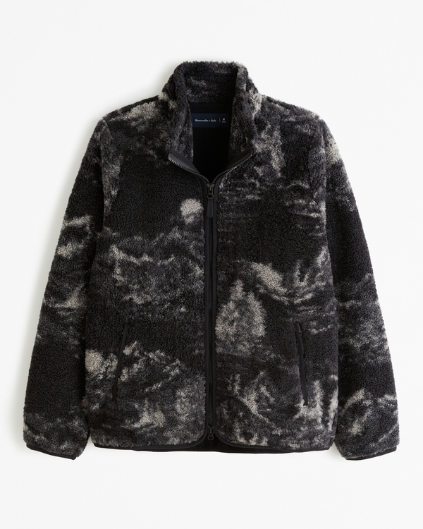 Pattern Sherpa Full-Zip Jacket, Black Pattern