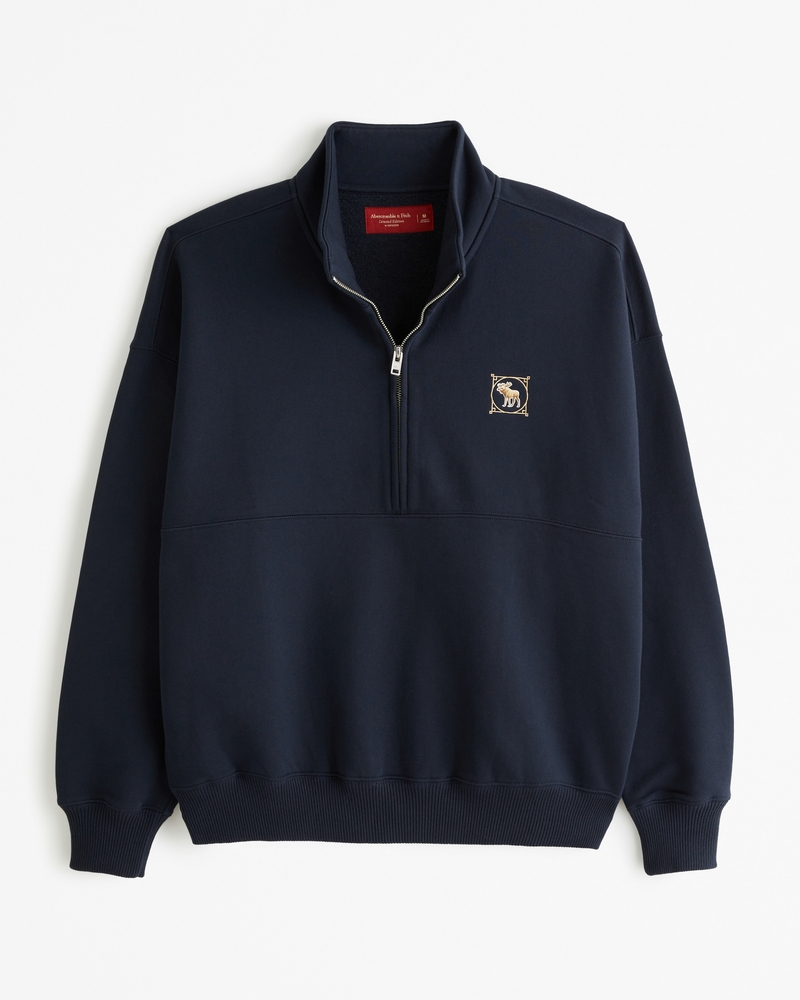 Comfort Zone Oversized Half Zip Sweatshirt in Denim Blue