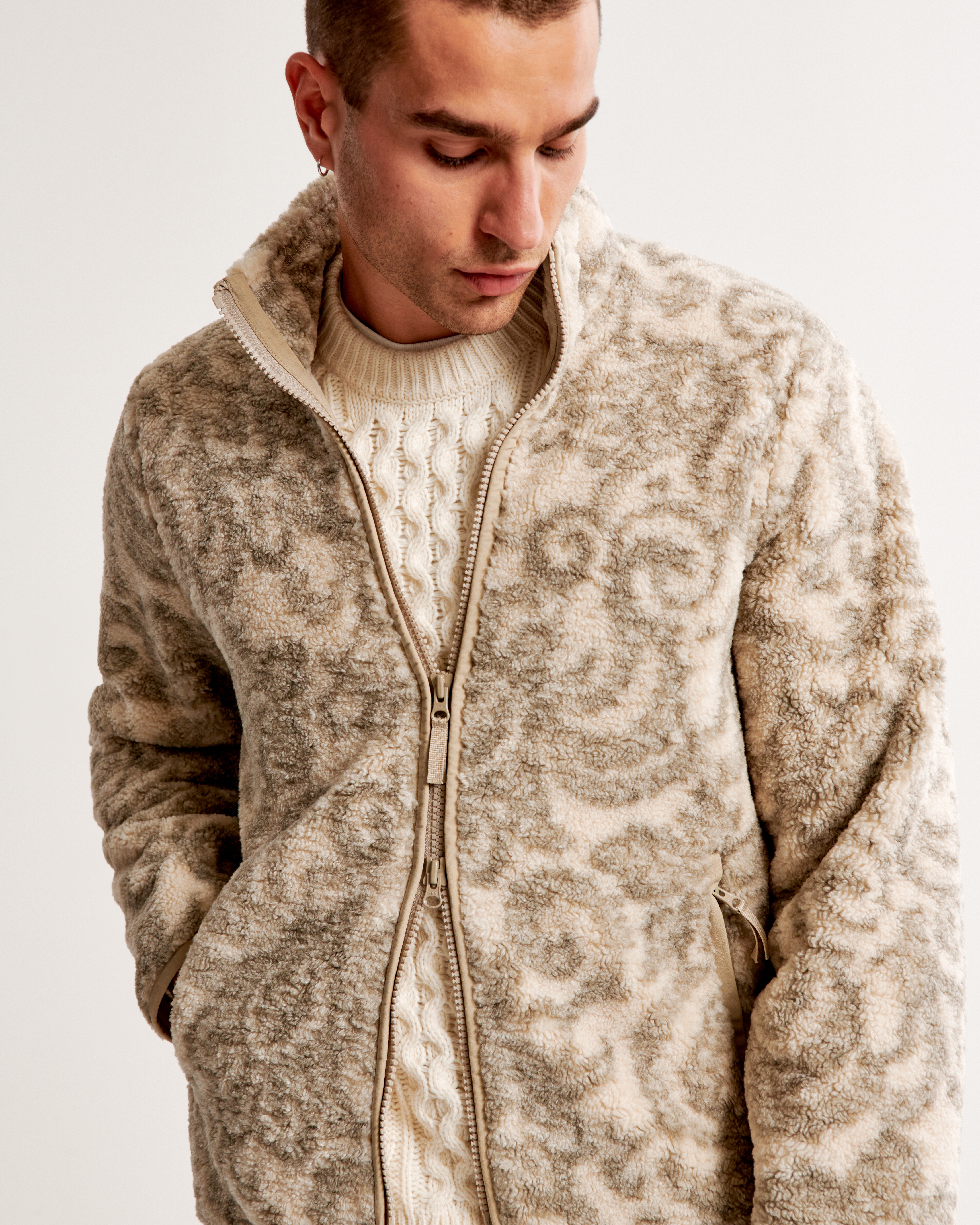 Pattern Sherpa Full Zip Jacket