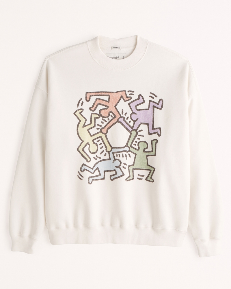 Gender Inclusive Keith Haring Graphic Crew Sweatshirt Gender Inclusive Gender Inclusive Abercrombie Com