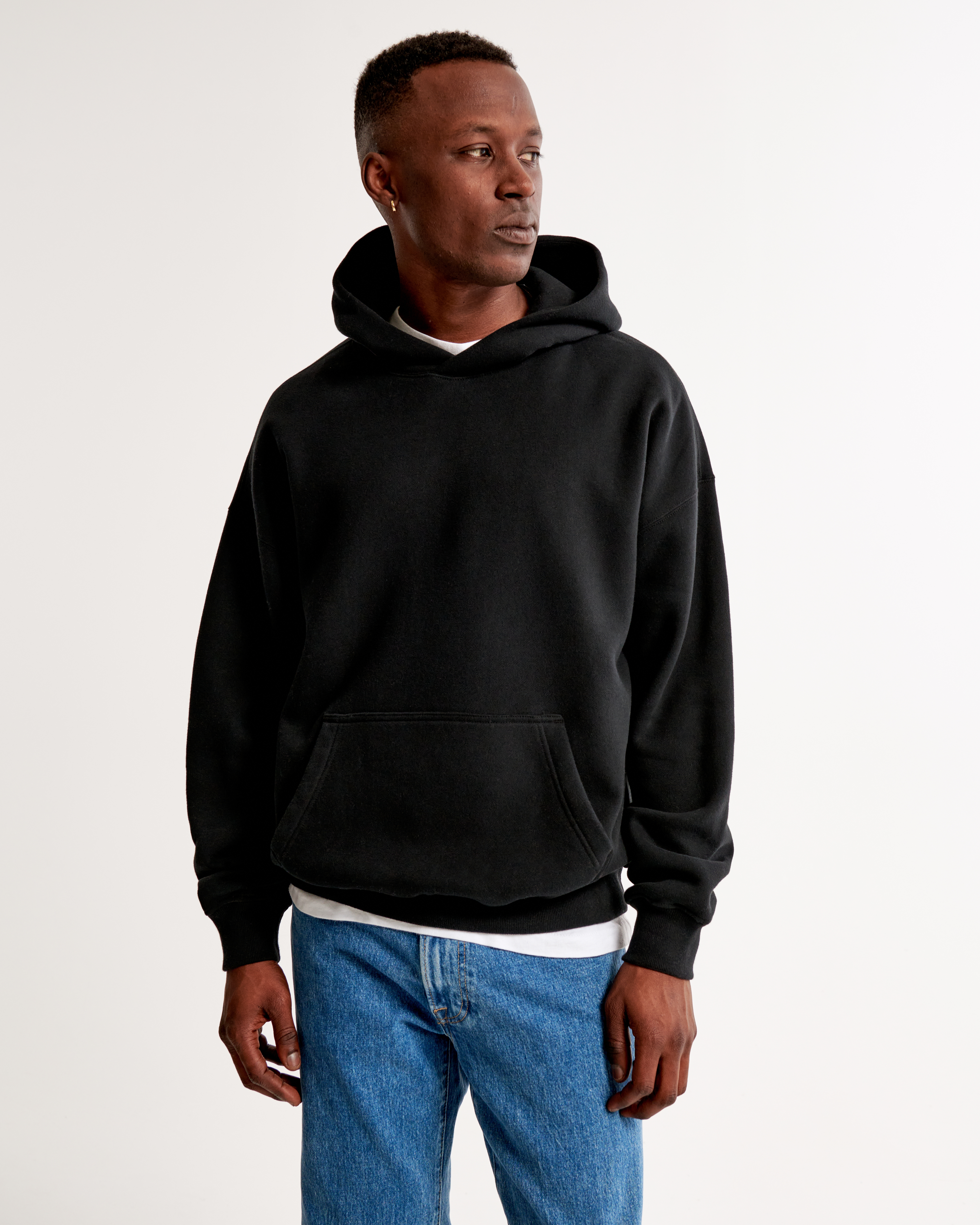 Abercrombie & Fitch Essential Popover Hoodie In Black