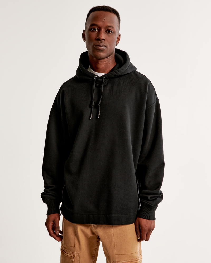 Men's Premium Heavyweight Popover Hoodie in Black | Size XS | Abercrombie & Fitch