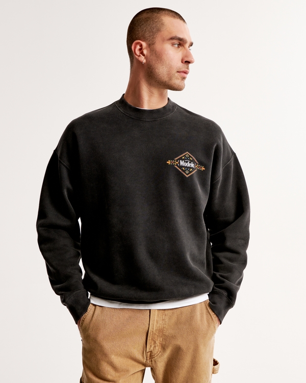 Modelo Graphic Crew Sweatshirt, Black