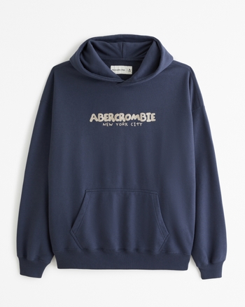 Men s French Terry Logo Popover Hoodie Men s Matching Sets Abercrombie