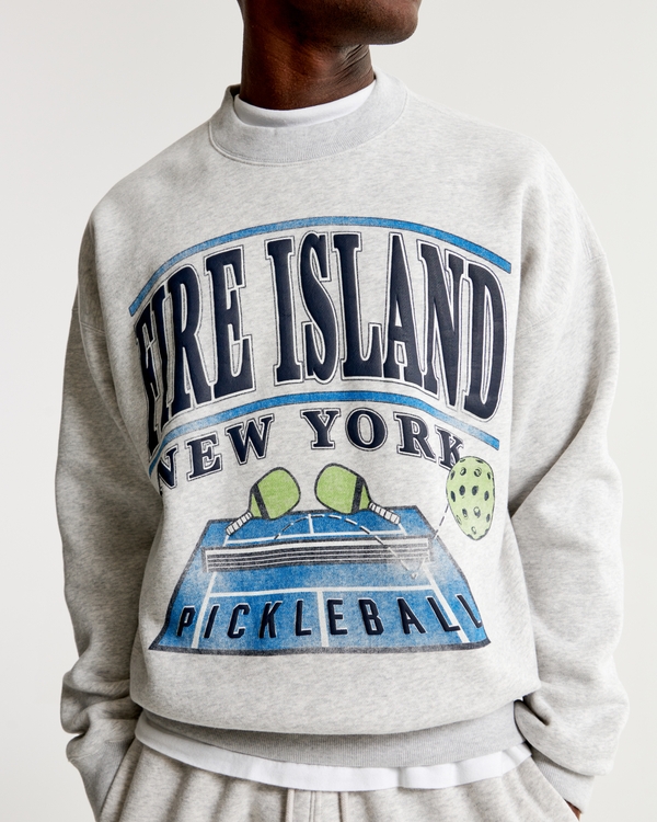 Fire Island Graphic Crew Sweatshirt, Light Heather Grey