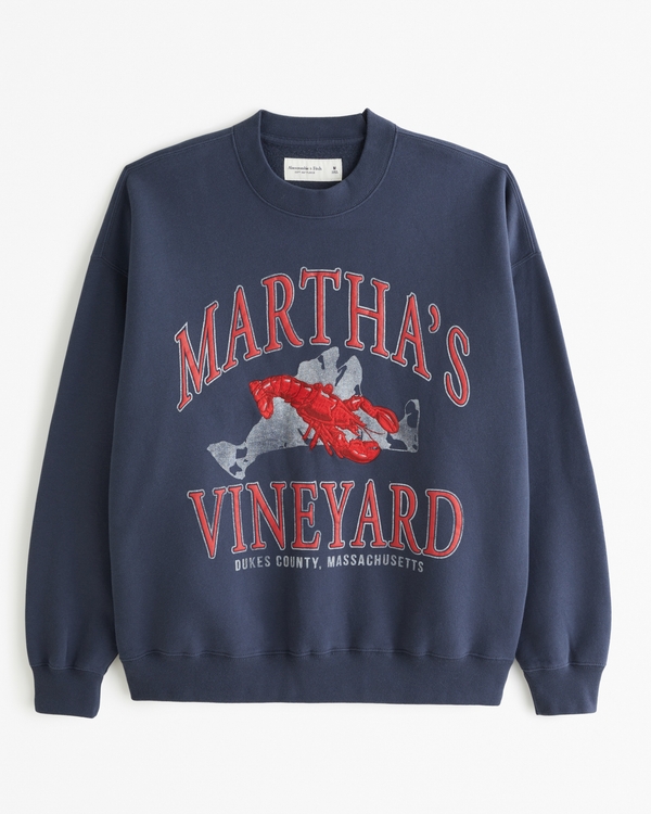 Martha's Vineyard Graphic Crew Sweatshirt, Navy Blue