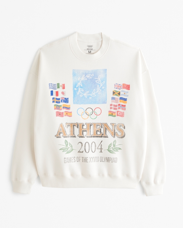 Olympics Graphic Crew Sweatshirt, Cream