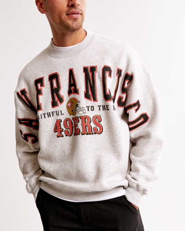 San Francisco 49ers Graphic Crew Sweatshirt, Light Gray Heather