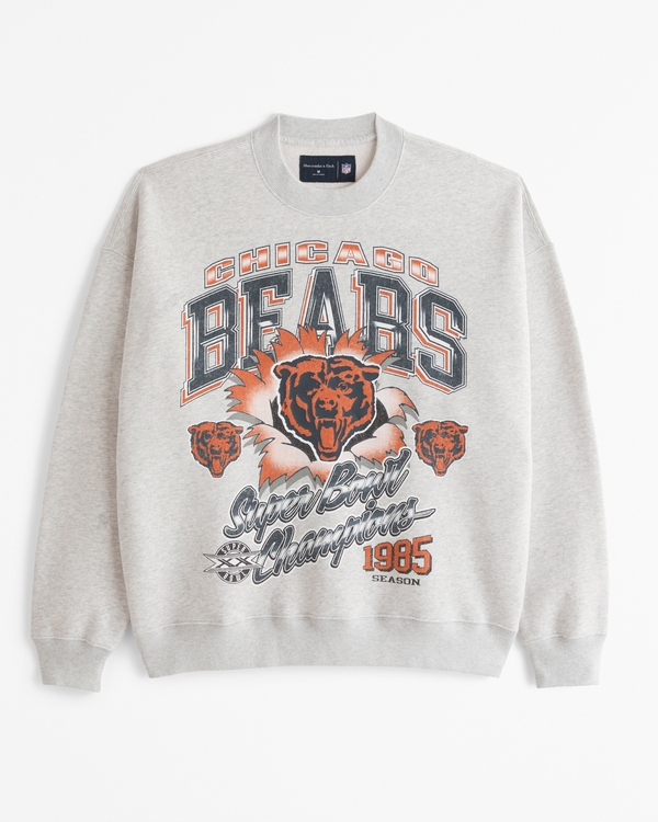 Chicago Bears Graphic Crew Sweatshirt, Light Heather Gray - Bears view 1