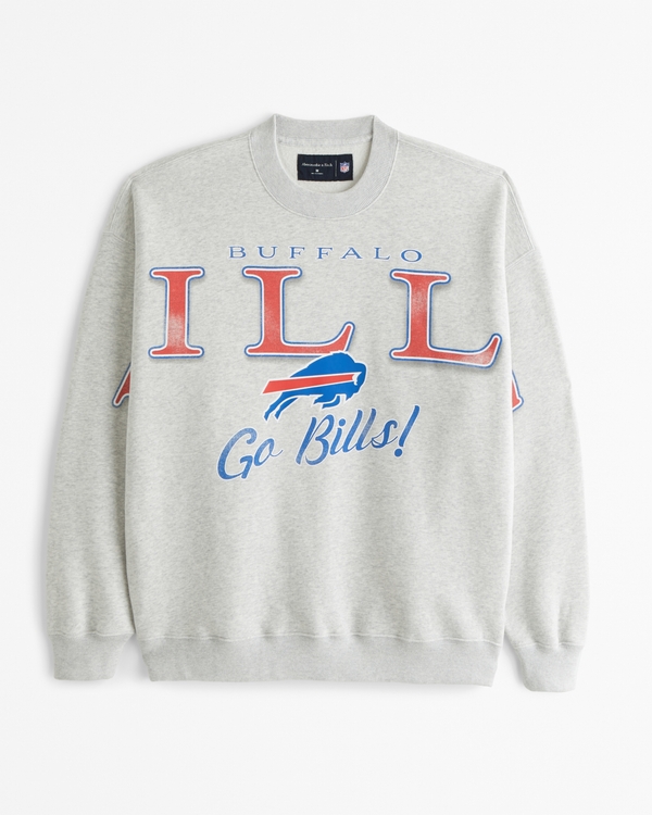 Buffalo Bills Graphic Crew Sweatshirt, Light Heather Gray - Bills view 1