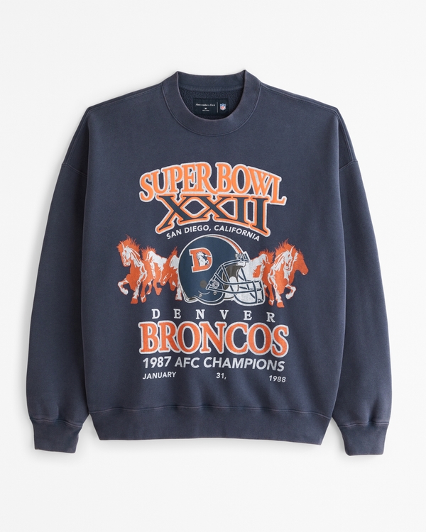 Denver Broncos Graphic Crew Sweatshirt, Sapphire - Broncos view 1