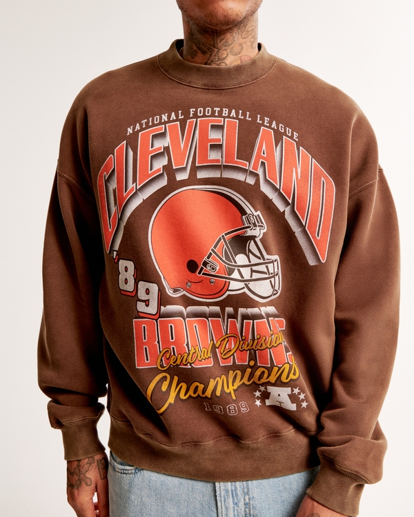 Cleveland Browns Graphic Crew Sweatshirt, Dark Brown
