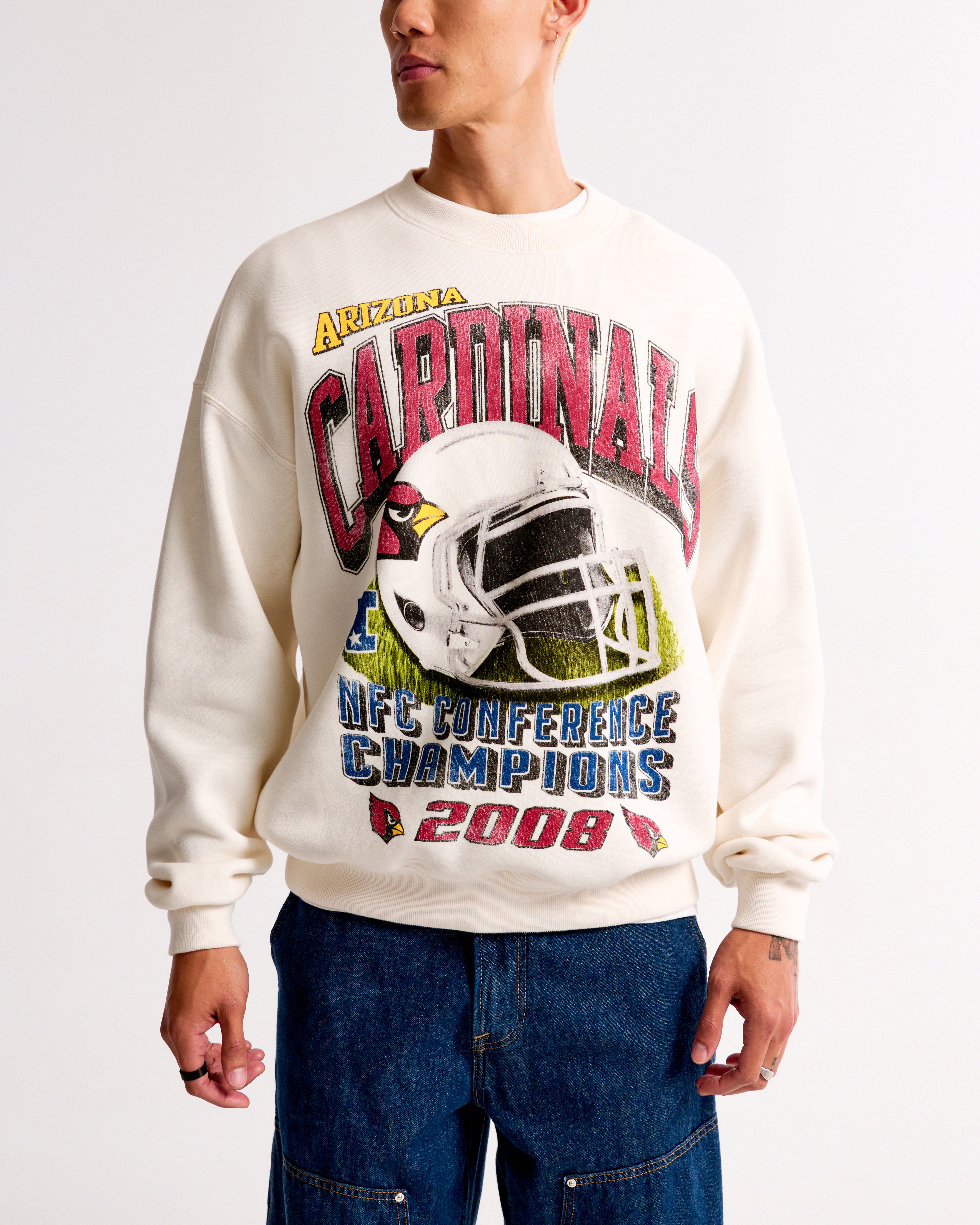 Abercrombie & Fitch Arizona Cardinals Graphic Crew Sweatshirt In Brown