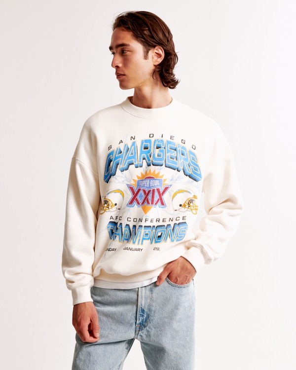 Vintage 1994 Chargers Graphic Crew Sweatshirt, Cream