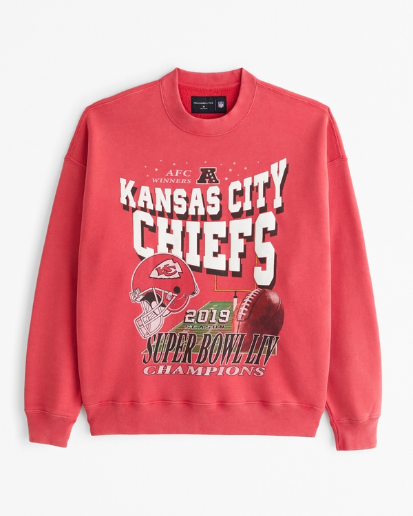Kansas City Chiefs Graphic Crew Sweatshirt, Red - Chiefs view 1