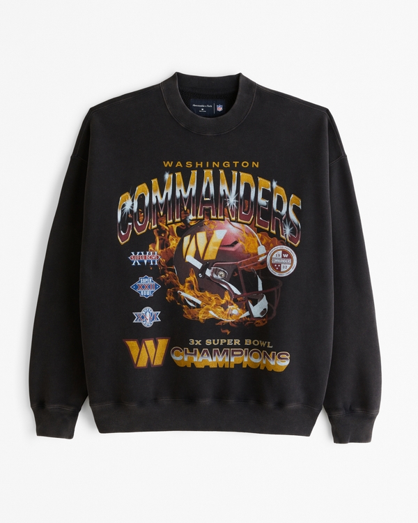 Washington Commanders Graphic Crew Sweatshirt, Black - Commanders view 1