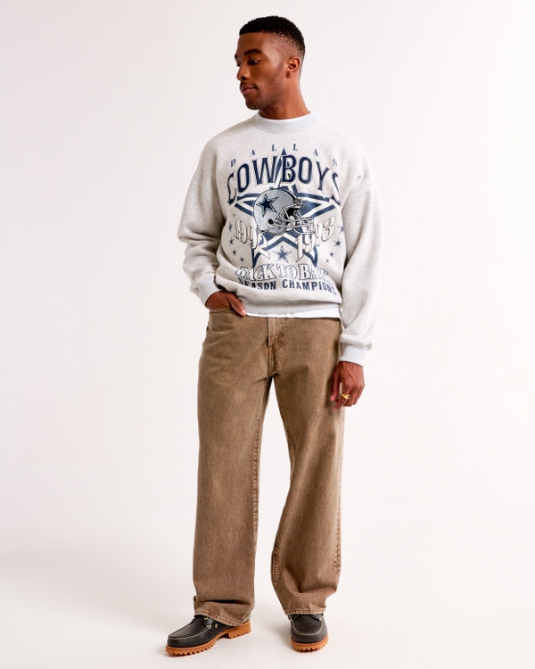 Dallas Cowboys Graphic Crew Sweatshirt, Light Heather Gray