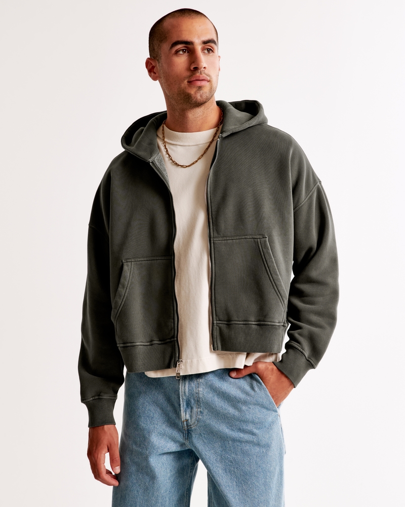 Essential Cropped Full-Zip Hoodie