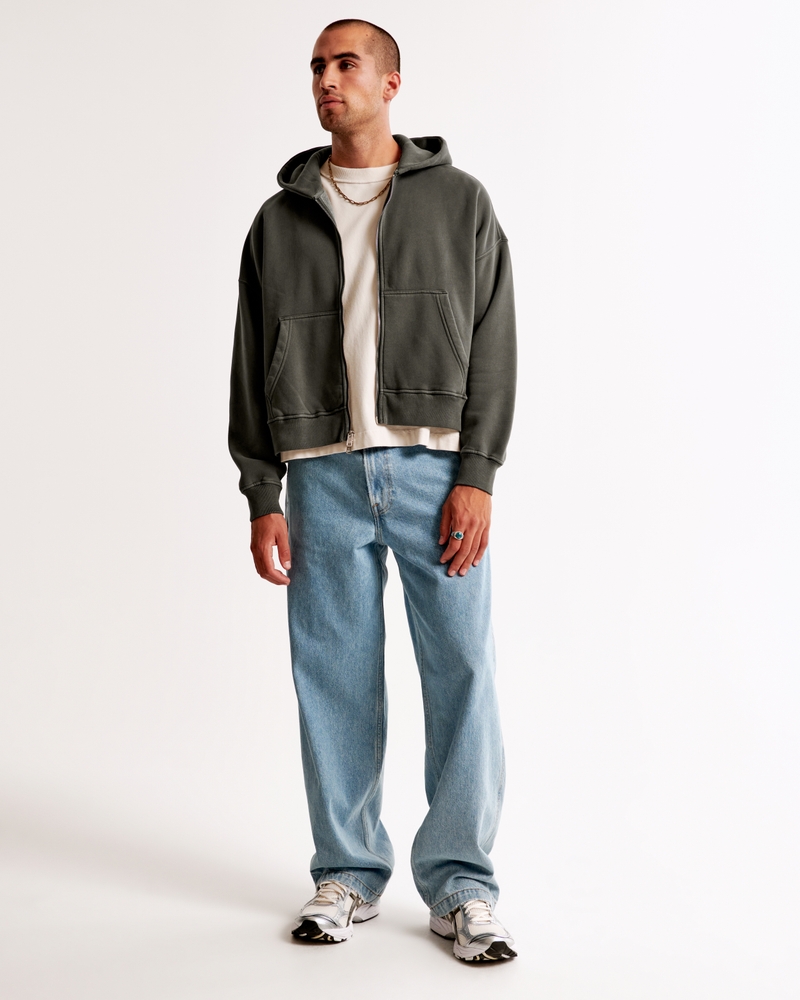 Essential Cropped Full-Zip Hoodie