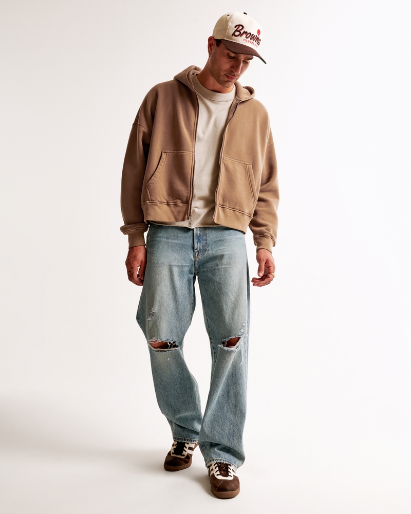 Men's Essential Cropped Full-Zip Hoodie Men's Clearance