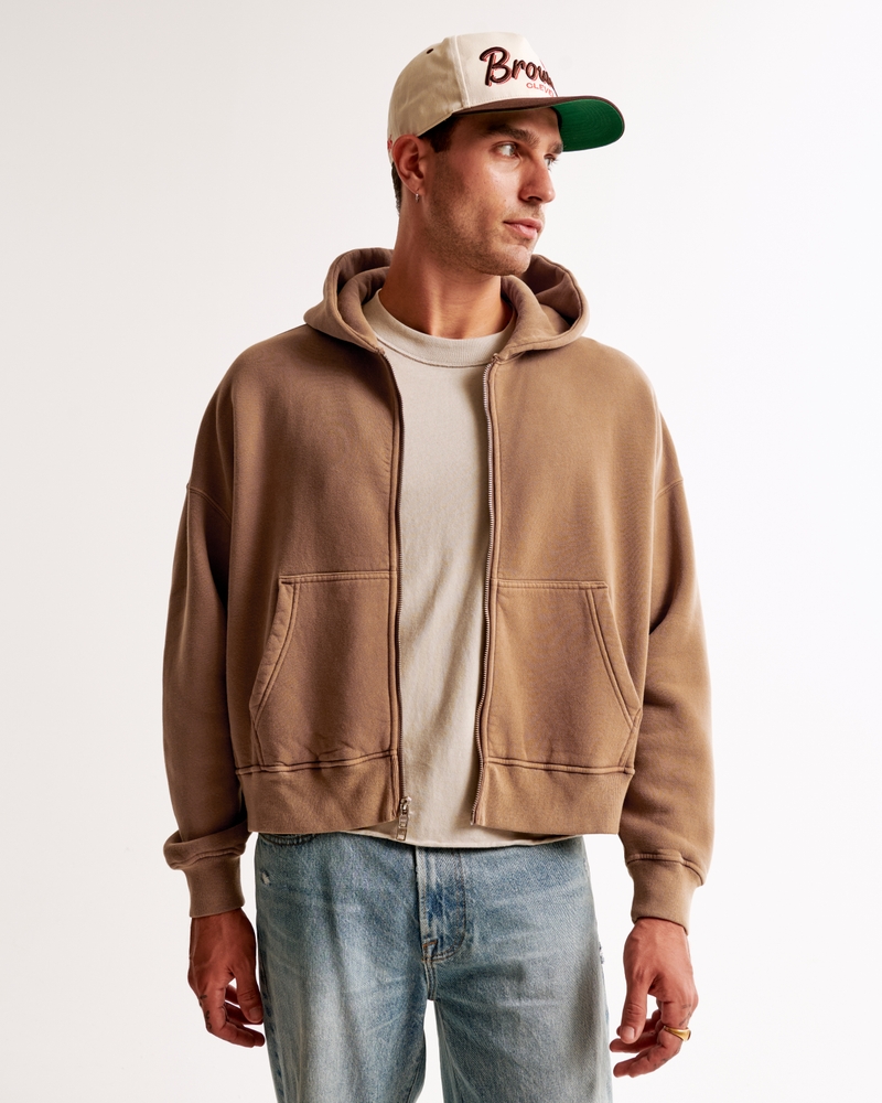 Essential Cropped Full-Zip Hoodie