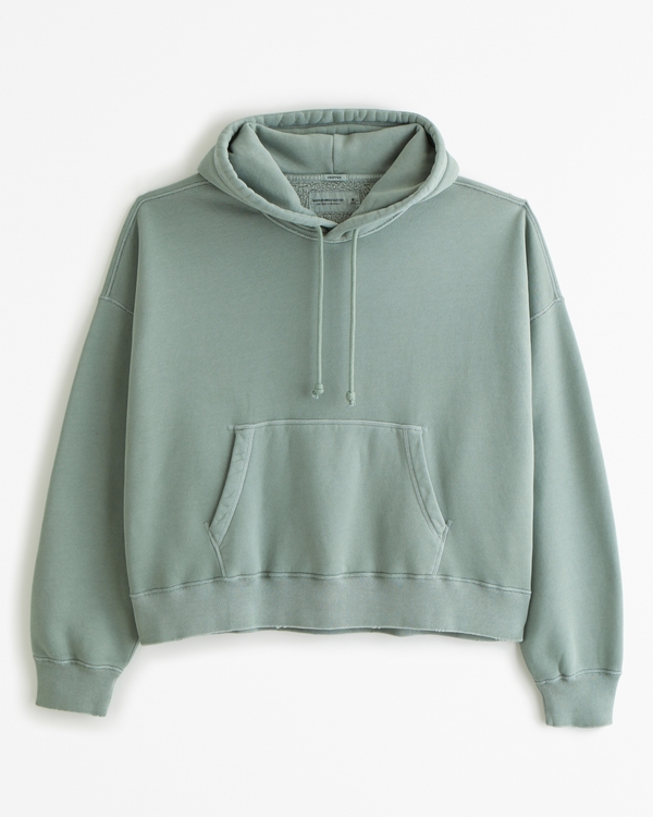 Essential Cropped Popover Hoodie, Sage view 1