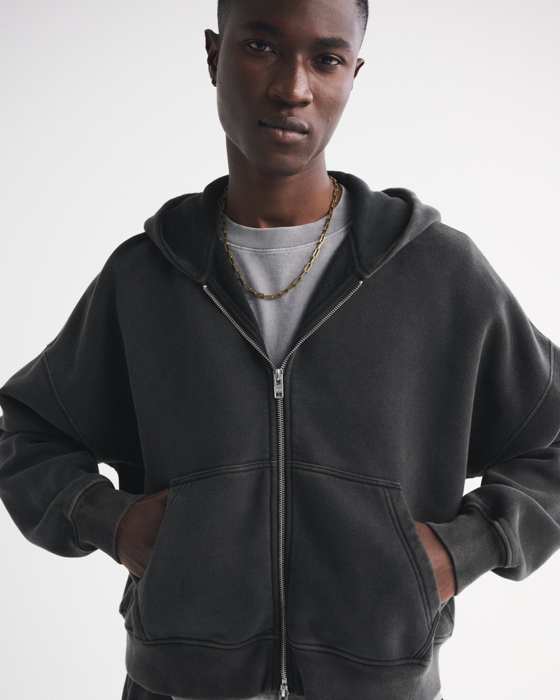 Essential Cropped Full-Zip Hoodie