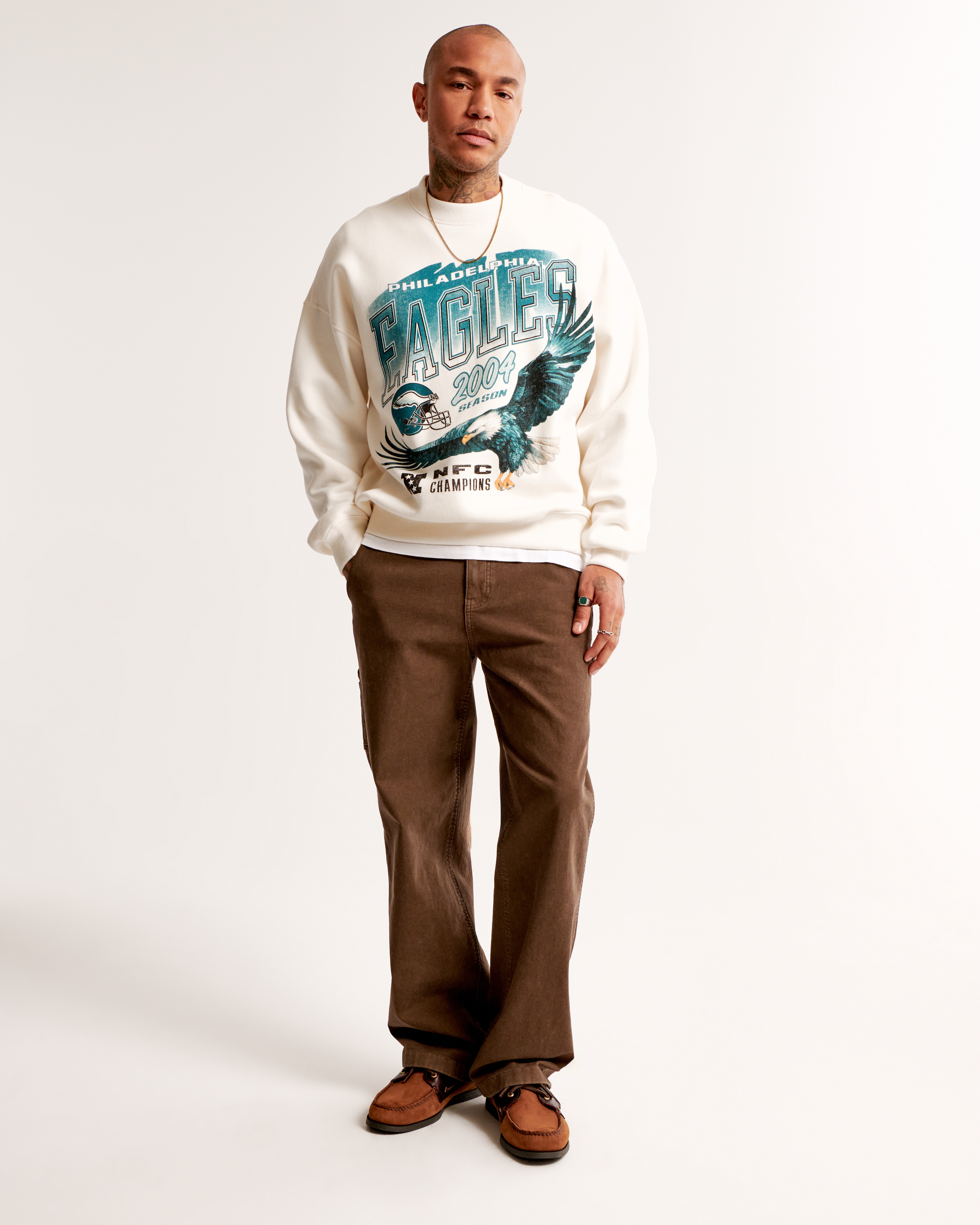 Abercrombie & Fitch Philadelphia Eagles Graphic Crew Sweatshirt In Green