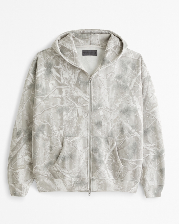 Essential Full-Zip Hoodie, Light Gray Camo