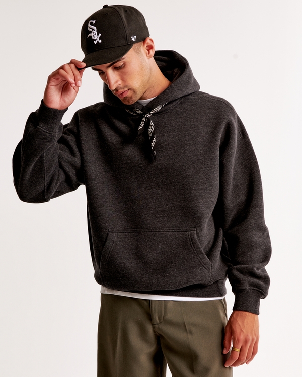 Essential Popover Hoodie, Black Heather view 1